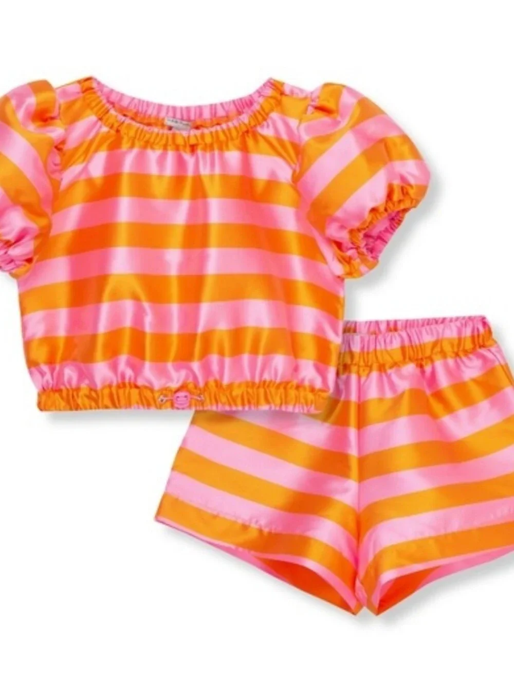 Habitual Girls Two-Piece Stripe Top & Shorts Set in Pink and Orange Size 10